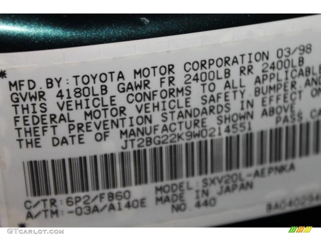 1998 Camry LE - Dark Green Metallic / Gray photo #45
