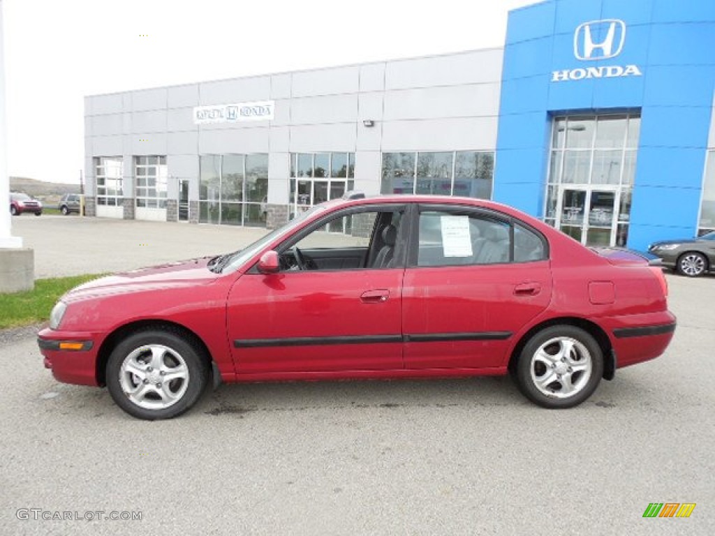 2005 Elantra GT Sedan - Electric Red Metallic / Gray photo #2