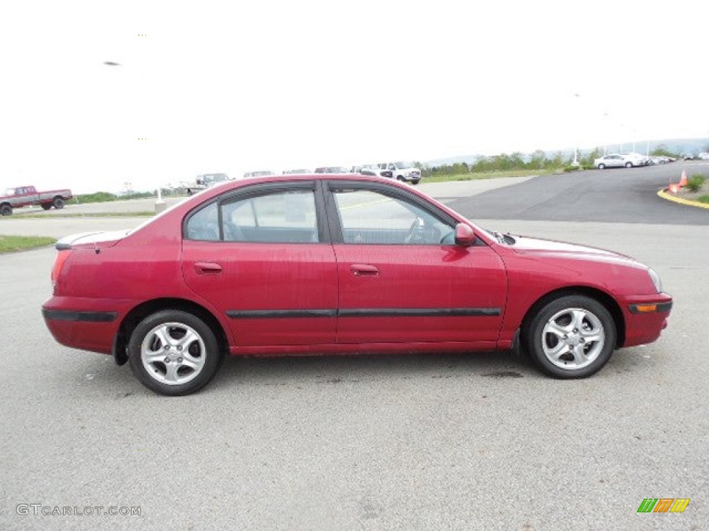 2005 Elantra GT Sedan - Electric Red Metallic / Gray photo #4