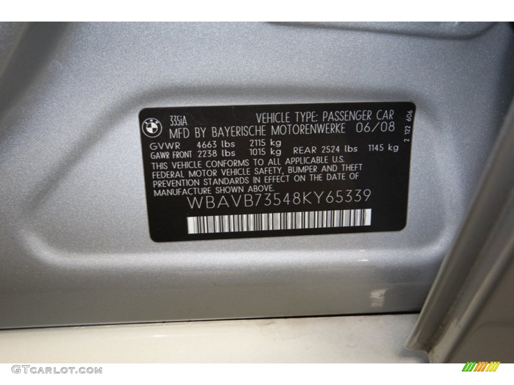 2008 BMW 3 Series 335i Sedan Info Tag Photos