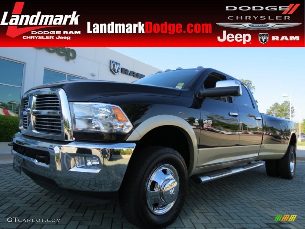 2011 Ram 3500 HD Laramie Crew Cab 4x4 Dually - Brilliant Black Crystal Pearl / Light Pebble Beige/Bark Brown photo #1