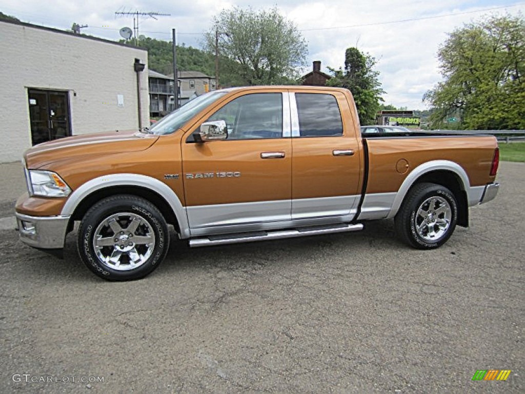 2012 Ram 1500 Laramie Quad Cab 4x4 - Tequila Sunrise Pearl / Dark Slate Gray photo #7