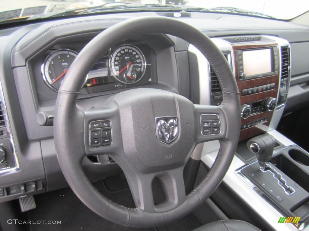 2012 Dodge Ram 1500 Laramie Quad Cab 4x4 Dark Slate Gray Steering Wheel Photo #81082079