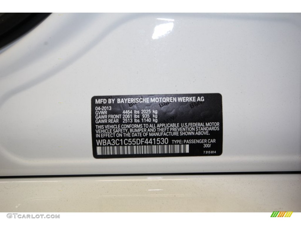 2013 3 Series Color Code 300 for Alpine White Photo #81084720