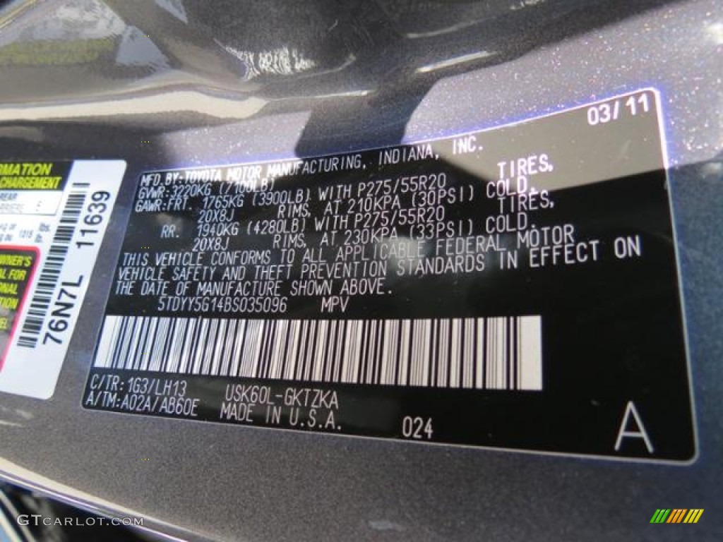 2011 Toyota Sequoia Platinum Color Code Photos