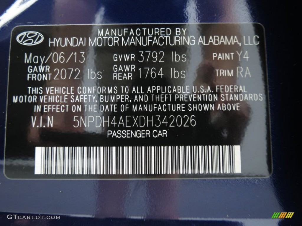 2013 Elantra GLS - Indigo Night / Gray photo #6