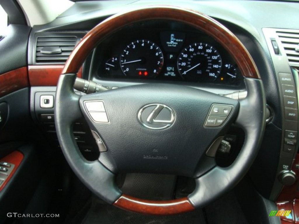 2009 Lexus LS 460 AWD Black Steering Wheel Photo #81098034