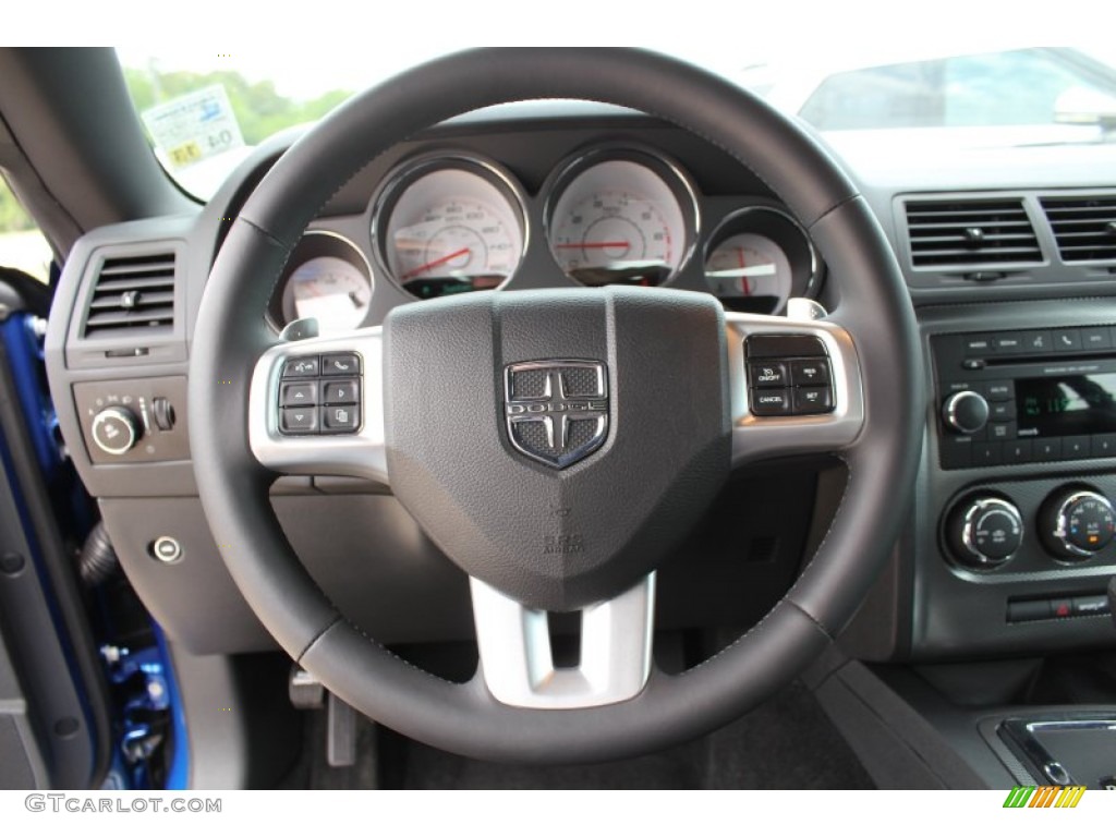 2012 Dodge Challenger R/T Dark Slate Gray Steering Wheel Photo #81101489