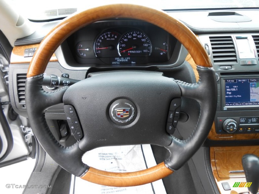 2011 Cadillac DTS Platinum Ebony Steering Wheel Photo #81104405