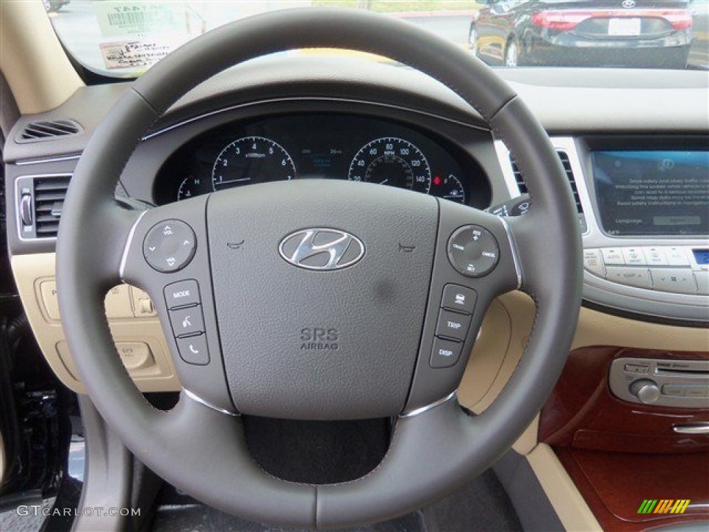 2013 Hyundai Genesis 5.0 R Spec Sedan Cashmere Steering Wheel Photo #81106715