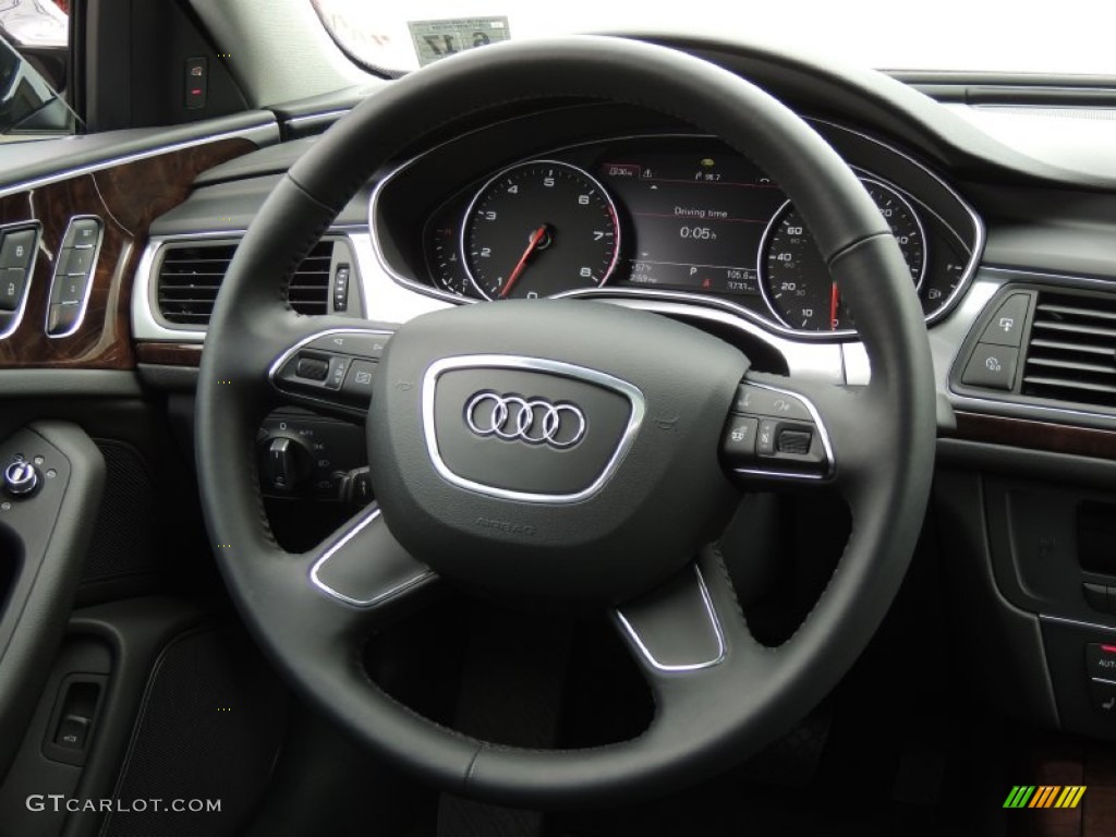 2012 Audi A6 3.0T quattro Sedan Black Steering Wheel Photo #81106794