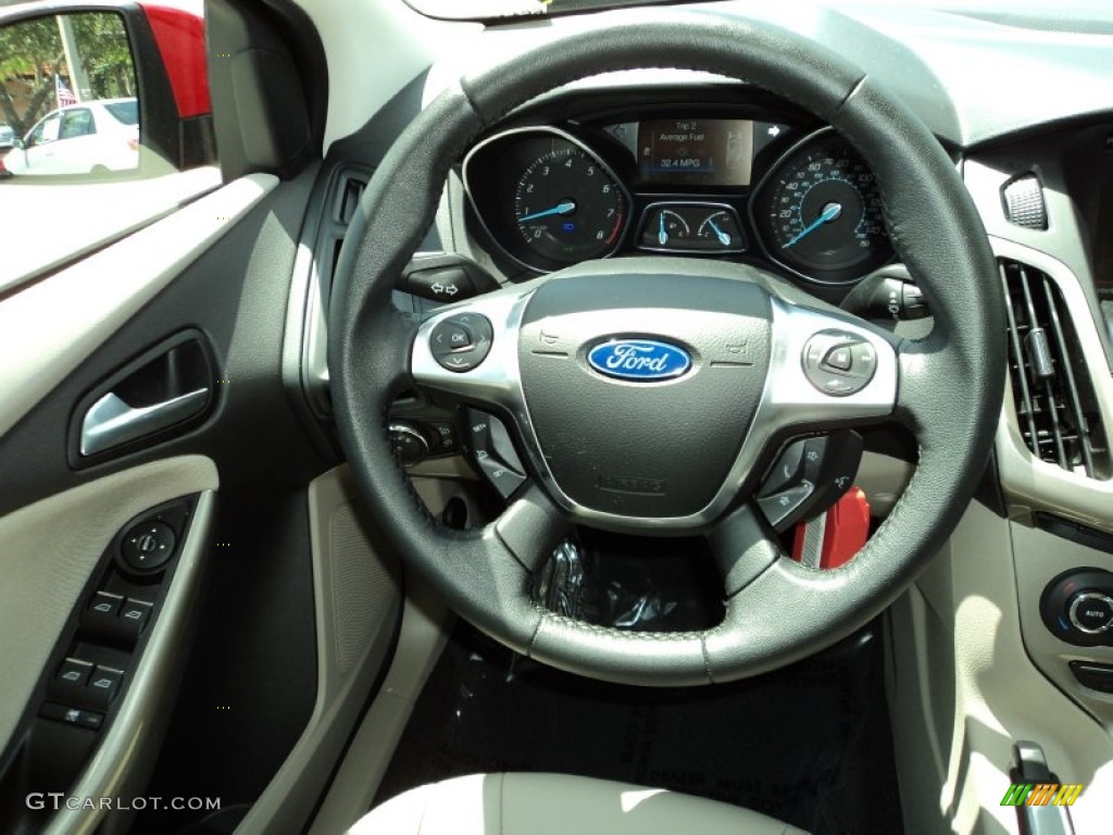 2012 Ford Focus SEL Sedan Stone Steering Wheel Photo #81109925