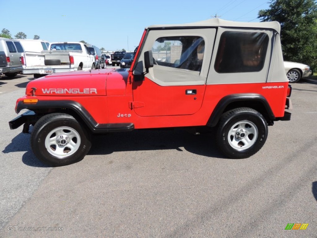 1995 Wrangler S 4x4 - Poppy Red / Gray photo #2