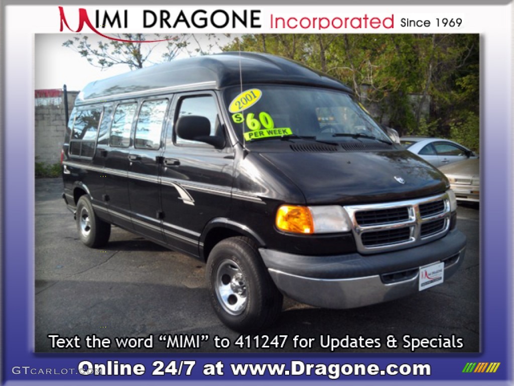 2001 Ram Van 1500 Passenger Conversion - Black / Dark Slate Gray photo #4