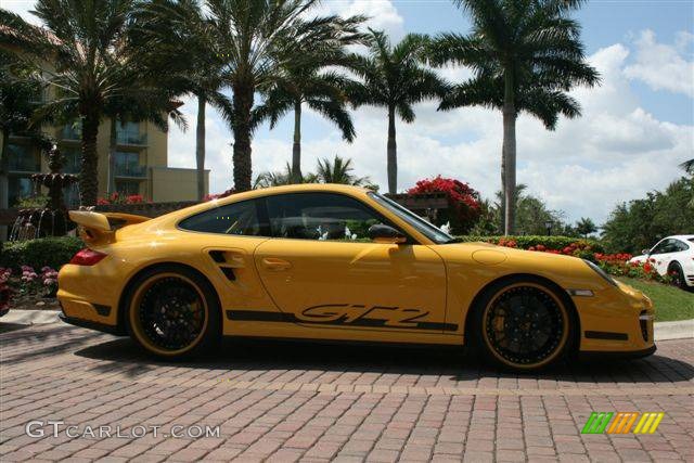 2008 911 GT2 - Speed Yellow / Black photo #1