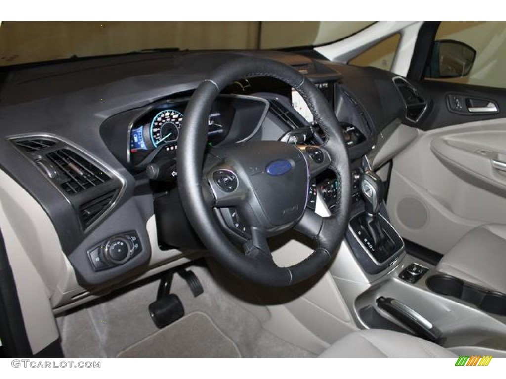 2013 Ford C-Max Hybrid SEL Medium Light Stone Steering Wheel Photo #81118670
