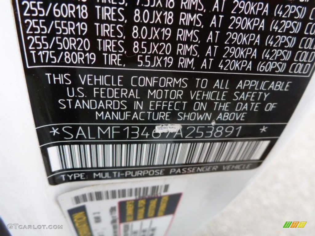 2007 Land Rover Range Rover Supercharged Info Tag Photo #81121643