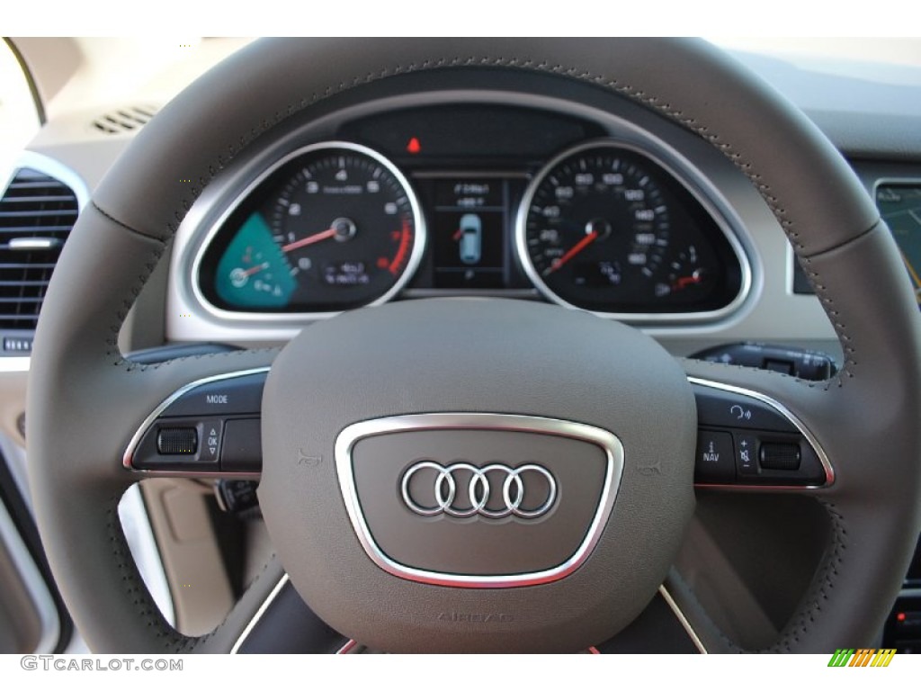 2013 Audi Q7 3.0 TFSI quattro Cardamom Beige Steering Wheel Photo #81122248