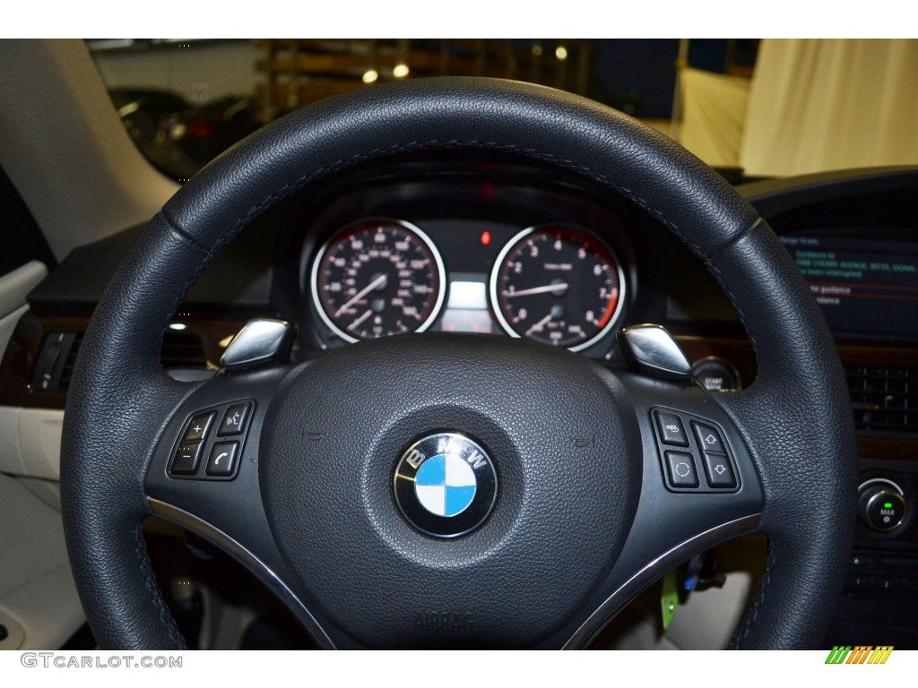 2010 BMW 3 Series 335i Coupe Cream Beige Steering Wheel Photo #81123944