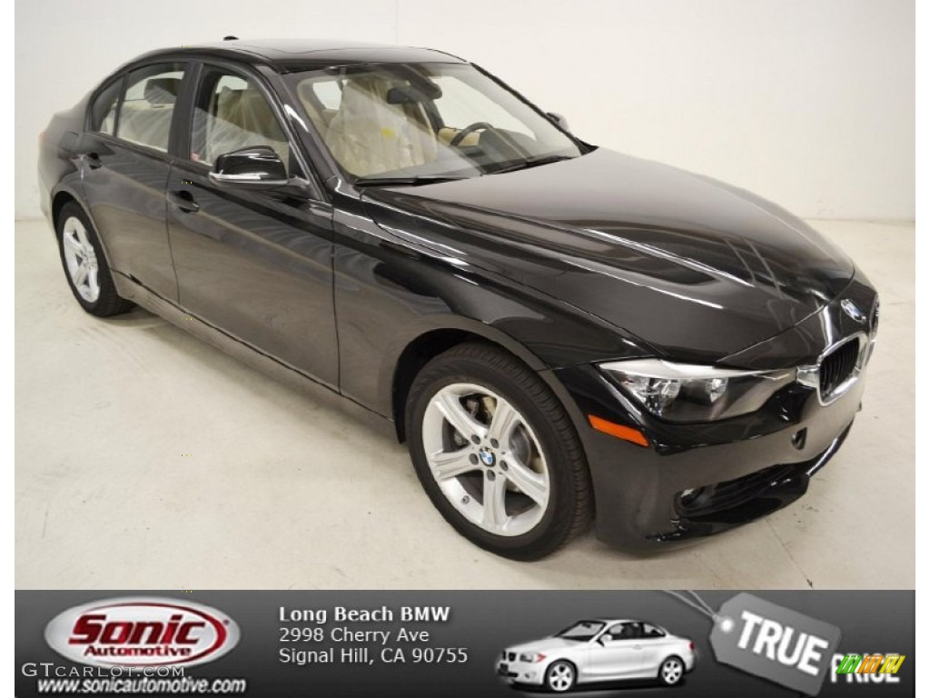 2013 3 Series 328i Sedan - Jet Black / Venetian Beige photo #1
