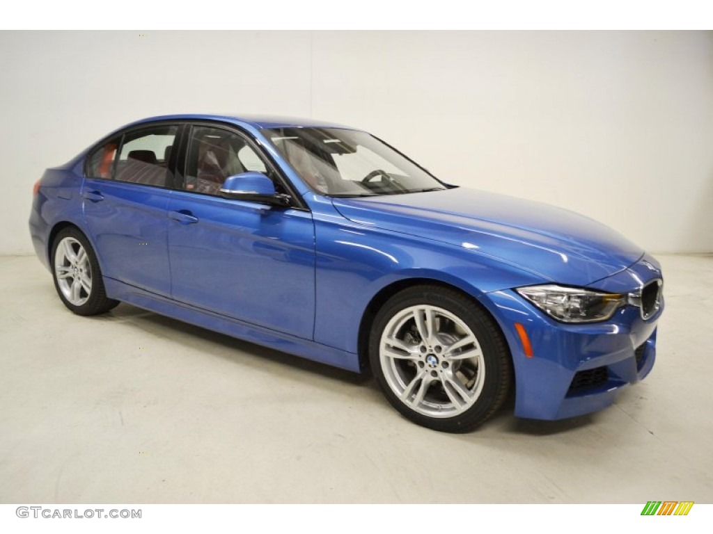 2013 3 Series 328i Sedan - Estoril Blue / Coral Red/Black photo #2