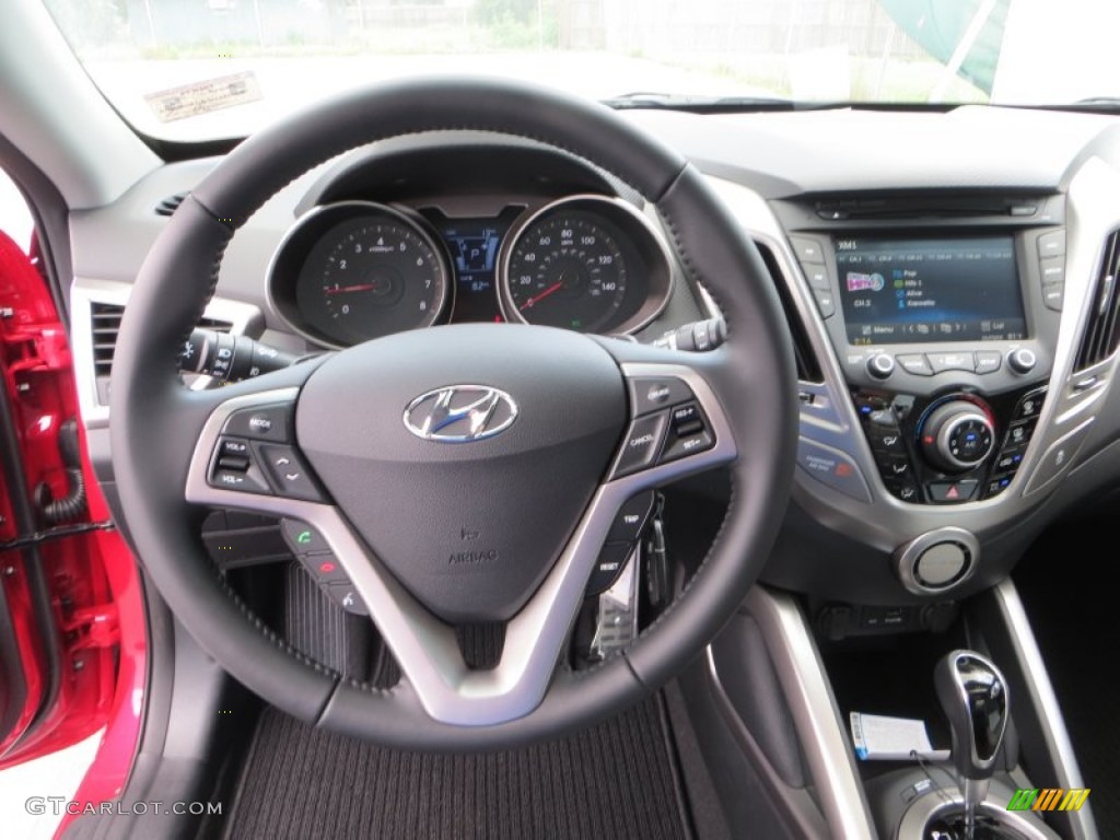2013 Hyundai Veloster Standard Veloster Model Gray Steering Wheel Photo #81132290