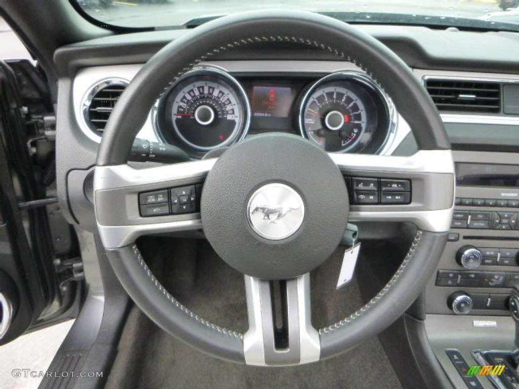 2013 Ford Mustang V6 Premium Convertible Stone Steering Wheel Photo #81133446