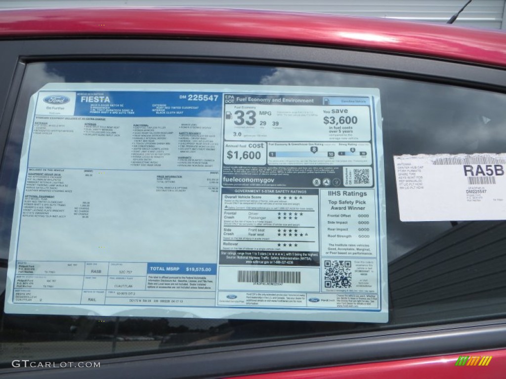 2013 Ford Fiesta SE Hatchback Window Sticker Photos
