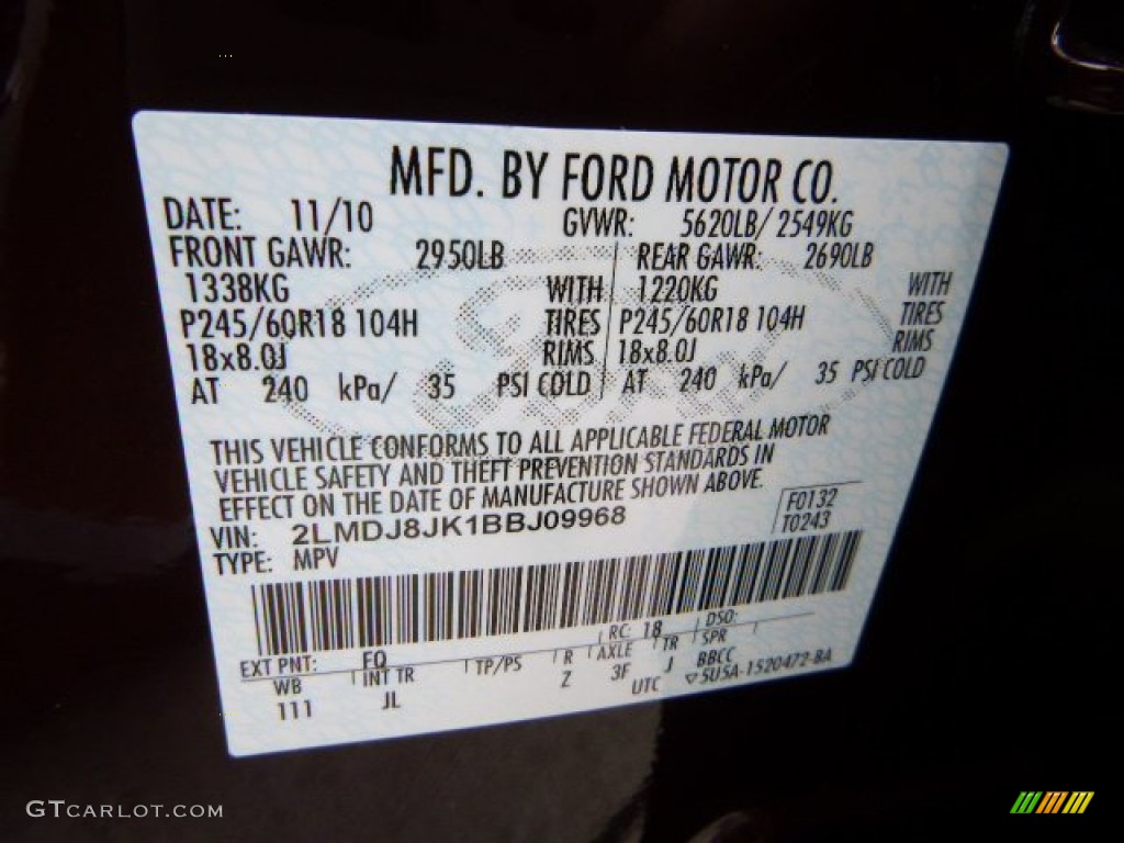 2011 MKX Color Code FQ for Bordeaux Reserve Red Metallic Photo #81136065