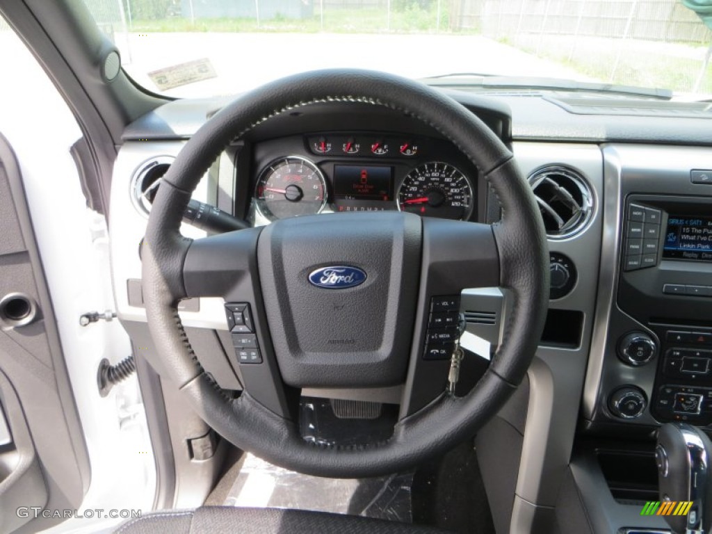 2013 Ford F150 FX4 SuperCrew 4x4 Black Steering Wheel Photo #81136152