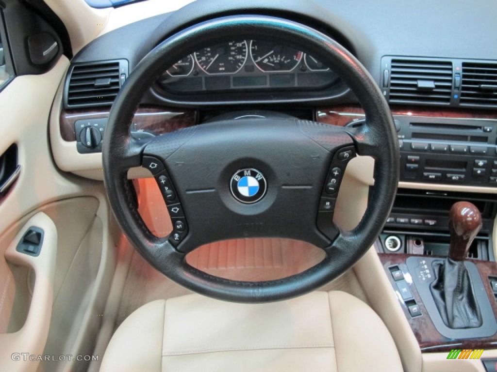 2004 BMW 3 Series 330xi Sedan Sand Steering Wheel Photo #81140610