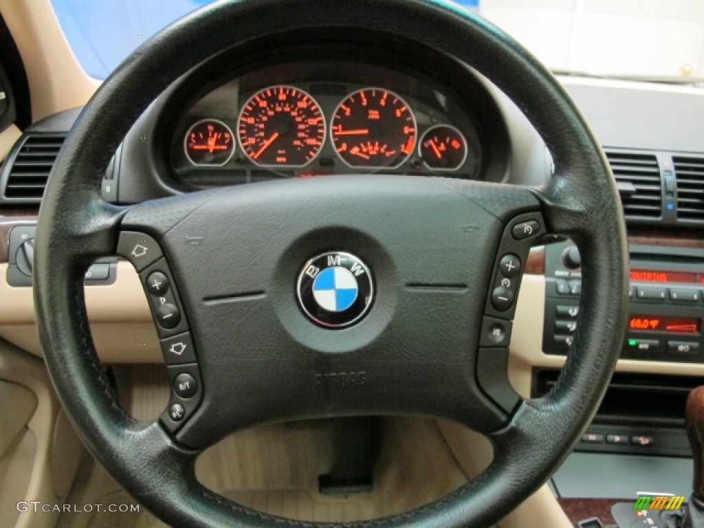 2004 BMW 3 Series 330xi Sedan Sand Steering Wheel Photo #81140748