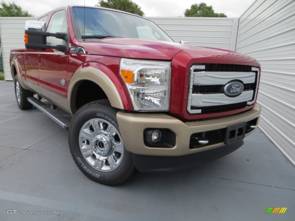 2013 F250 Super Duty King Ranch Crew Cab 4x4 - Ruby Red Metallic / King Ranch Chaparral Leather/Adobe Trim photo #1