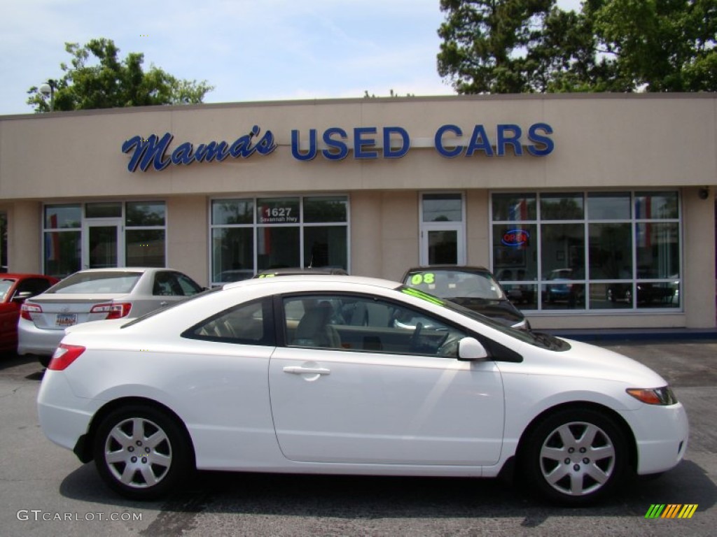 2007 Civic LX Coupe - Taffeta White / Ivory photo #1