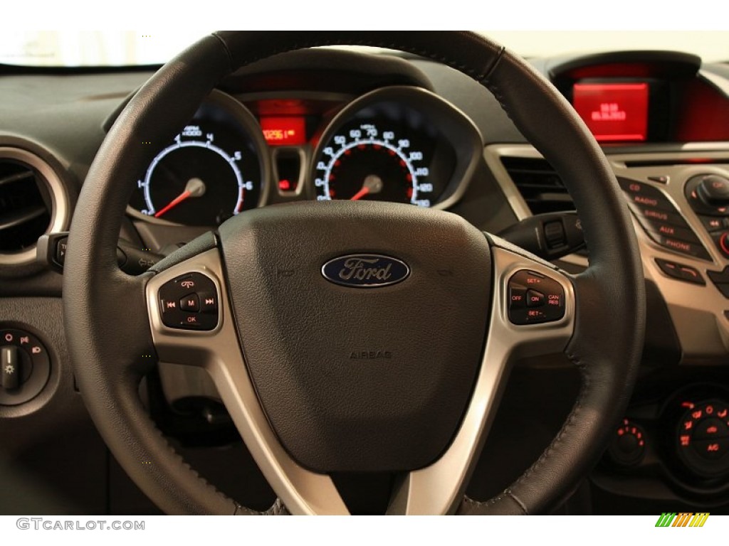 2012 Ford Fiesta SES Hatchback Charcoal Black Steering Wheel Photo #81145617