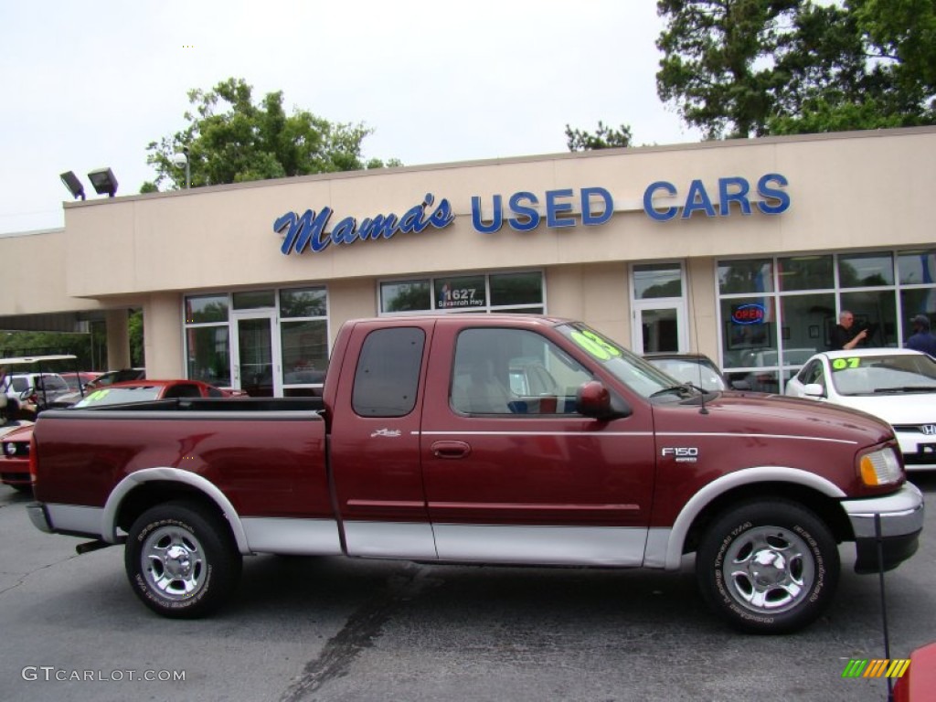 2003 F150 Lariat SuperCab - Burgundy Red Metallic / Medium Graphite Grey photo #1