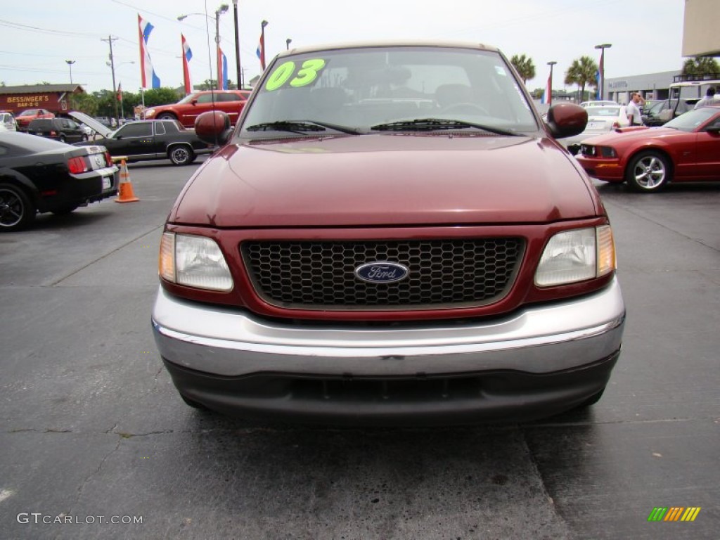 2003 F150 Lariat SuperCab - Burgundy Red Metallic / Medium Graphite Grey photo #3
