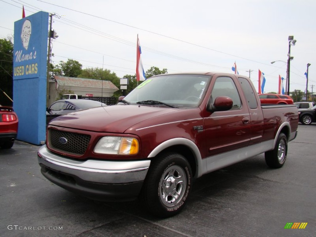 2003 F150 Lariat SuperCab - Burgundy Red Metallic / Medium Graphite Grey photo #4