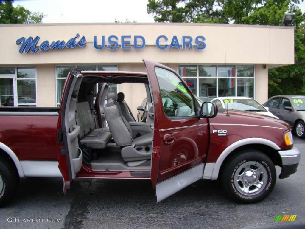 2003 F150 Lariat SuperCab - Burgundy Red Metallic / Medium Graphite Grey photo #13