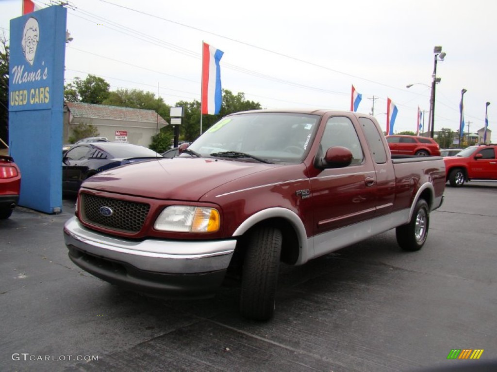 2003 F150 Lariat SuperCab - Burgundy Red Metallic / Medium Graphite Grey photo #25