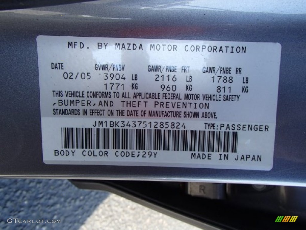 2005 MAZDA3 s Hatchback - Titanium Gray Metallic / Black photo #10