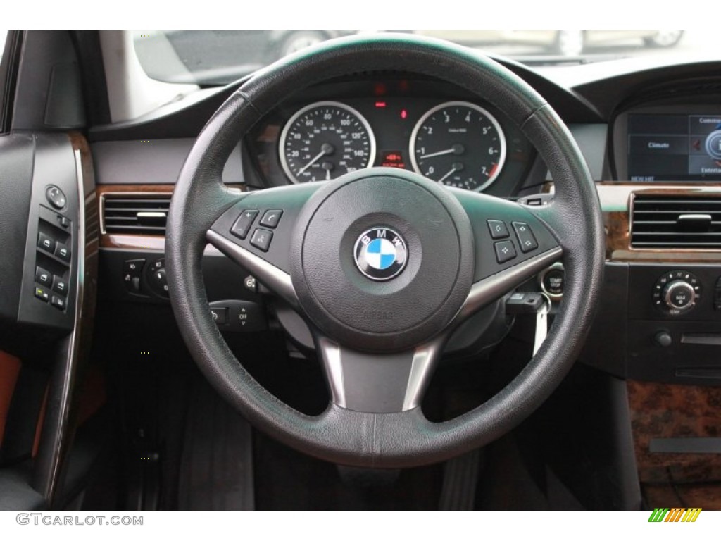 2007 BMW 5 Series 550i Sedan Auburn Steering Wheel Photo #81155703