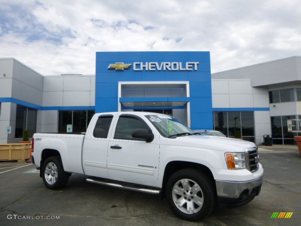 2008 Sierra 1500 SLE Extended Cab 4x4 - Summit White / Ebony photo #1