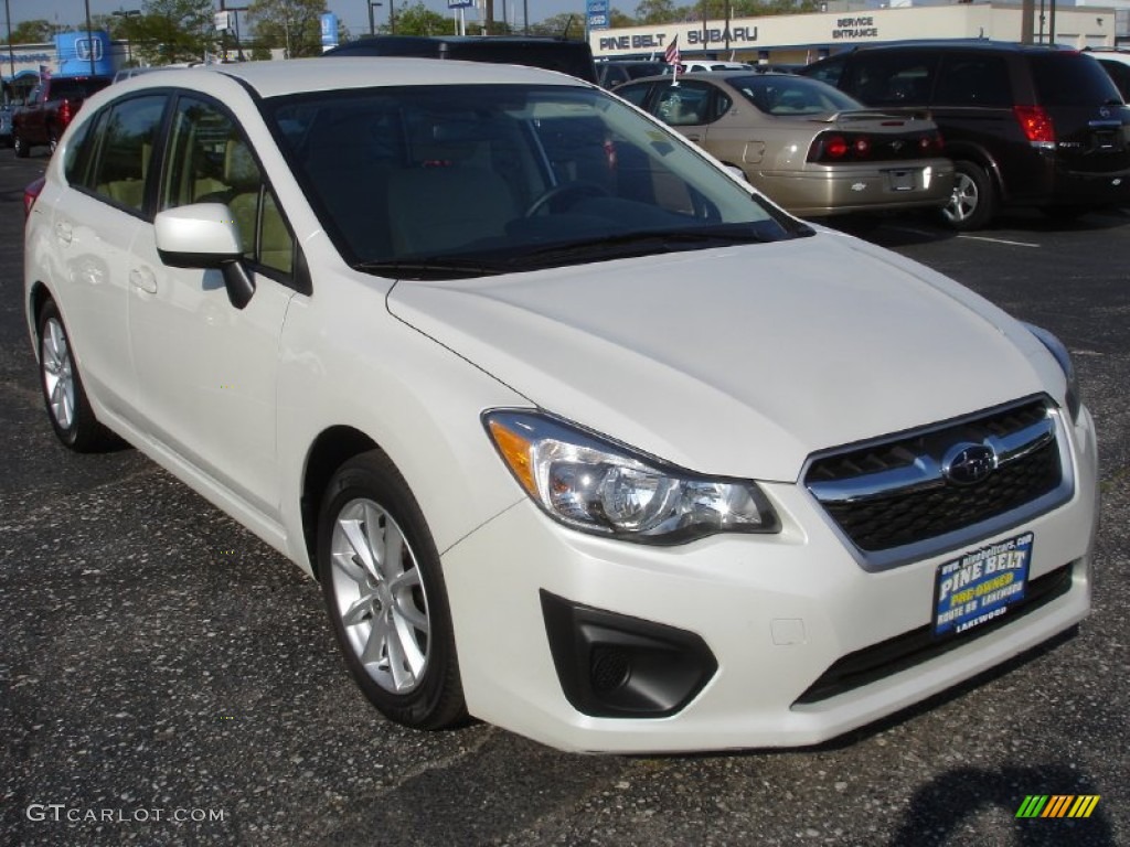 2012 Impreza 2.0i Premium 5 Door - Satin White Pearl / Ivory photo #3