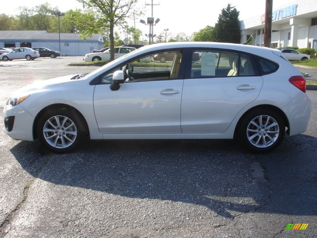 2012 Impreza 2.0i Premium 5 Door - Satin White Pearl / Ivory photo #9