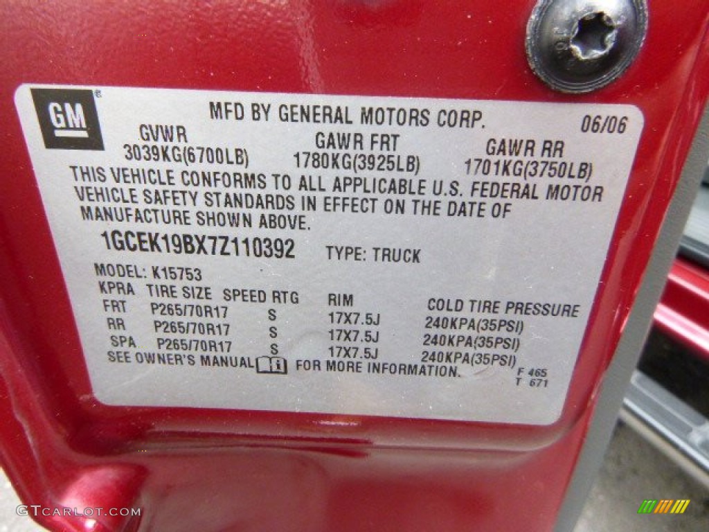 2007 Chevrolet Silverado 1500 Classic Z71 Extended Cab 4x4 Info Tag Photos