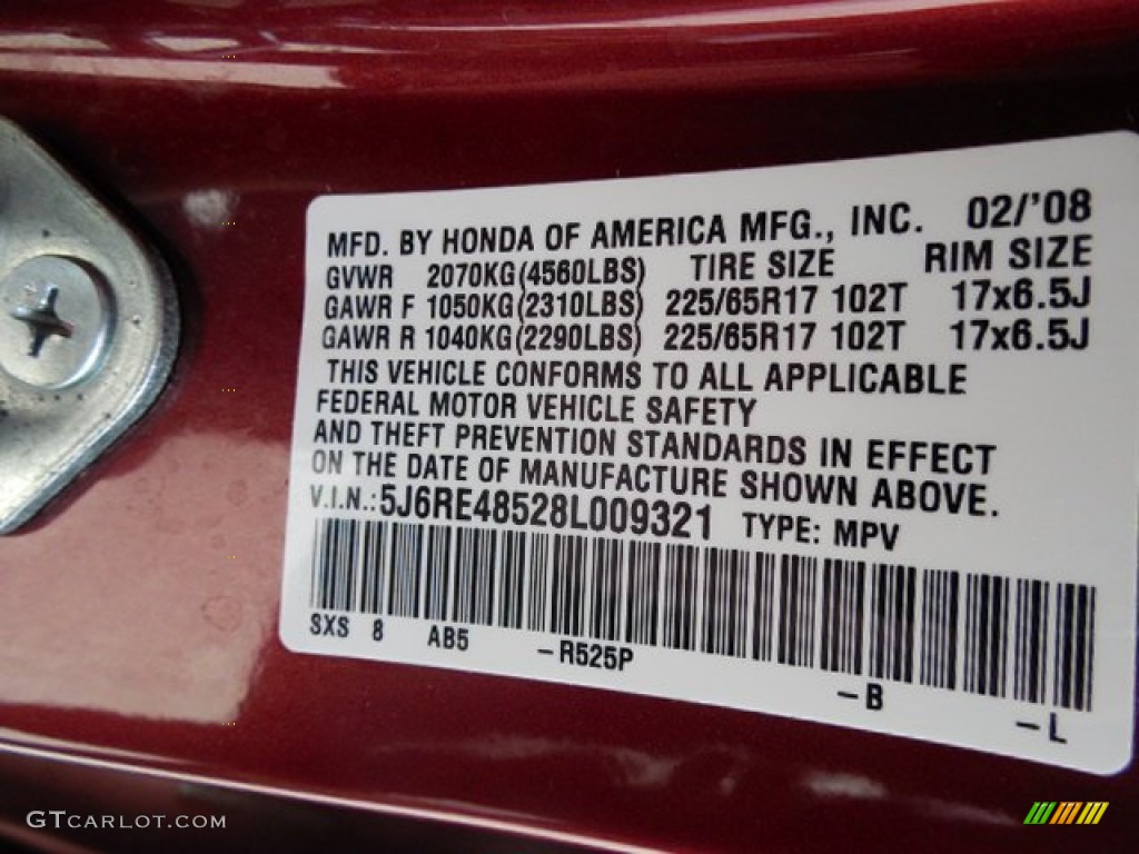 2008 CR-V EX 4WD - Tango Red Pearl / Gray photo #14