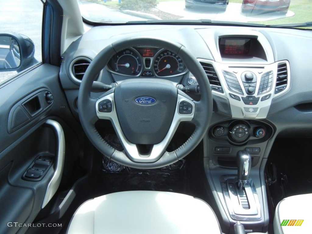 2013 Ford Fiesta Titanium Sedan Arctic White Leather Dashboard Photo #81175821