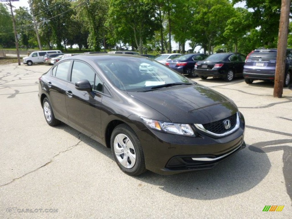 2013 Civic LX Sedan - Kona Coffee Metallic / Black photo #1