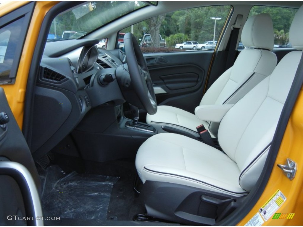 Arctic White Leather Interior 2013 Ford Fiesta Titanium Sedan Photo #81176376